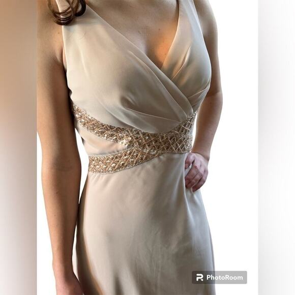 Eliza J Dress Nude Criss Cross Bodice, Womens Size 4 - Picture 2 of 7